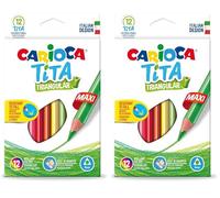 Carioca Maxi TITA C4742791 - Lápices de Resina Triangulares Maxi, 12 Colores (Paquete de 2)