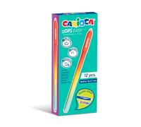 Carioca Oops Easy - Bolígrafos borrables rojos - Caja de 12 bolígrafos de gel borrables con tinta termosensible - Punta 0,7 mm - Ideal para la escuela, oficina y estudio