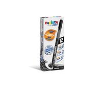 Carioca Oops Negros | Set Bolígrafos Borrables Recargables con Tapa para el Colegio, Universidad y Oficina con Doble Goma Incorporada y Agarre Ergonómico, Bolígrafos Negros 12 Uds
