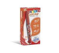 Carioca Oops Pop - Bolígrafos borrables rojos, 12 unidades, juego de bolígrafos recargables borrables para la escuela y la oficina con tapa, doble borrador y mango ergonómico, bolígrafos rojos, 12