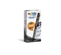 CARIOCA Oops Retráctil Negro | Set Bolígrafos Borrables Recargables Retráctiles para el Colegio, Universidad y Oficina con Goma Incorporada y Agarre Ergonómico, Bolígrafos Negros, 12 Uds