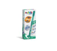 Carioca Oops Verdes | Set Bolígrafos Borrables Recargables con Tapa para el Colegio, Universidad y Oficina con Doble Goma Incorporada y Agarre Ergonómico, Bolígrafos Verdes 12 Uds