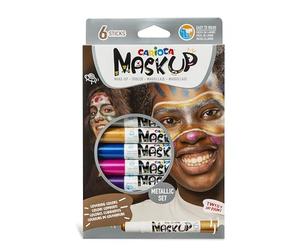 CARIOCA - Pintacaras Infantil Metálico, Maquillaje en Barra Lavable, 6 Uds | Barras de Pintacaras Metálico para Fiestas, Se Limpia Rápido con Agua, Más Seguro que El Maquillaje Tradicional