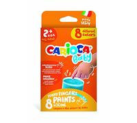 Carioca Pintura de dedos para bebé 2+| Caja con 8 témperas Baby pensanda para los más pequeños que no utilizan pincel | No tóxicas y sin olor | 8 colores en vasitos de 50 ml