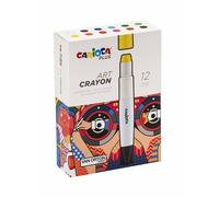 Carioca Plus Art Crayon | Caja Premium con 12 Art Crayons | Ceras Suaves y Versátiles con Agarre Ergonómico | Adecuado para Múltiples Superficies | Aplicación en Seco y Mojado | 12 piezas