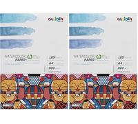 Carioca Plus Bloc de papel para Acuarela | Bloc de Papel muy Grueso de Grano Rugoso con Fibra de Algodón | Tamaño A4 | 20 hojas | 300 g/m² (Paquete de 2)