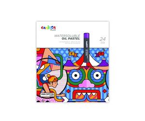 CARIOCA Plus - Caja 24 Pasteles al Óleo Solubles, Acuarelables | Set de 24 Pasteles al Óleo Solubles en Agua, Textura Mantecosa para Difuminar, Alta Pigmentación Opaca, Técnicas Mixtas