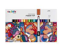 Carioca Plus Rotuladores Prisma Fiber Tip | Caja con 18 Rotuladores para Uso Artístico con Tinta de Alto Rendimiento | Punta Cónica para Trazos Gruesos y Finos | 18 piezas