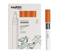 Carioca plus pack de 6 marcadores acrilicos - punta 2mm - color naranj
