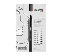 Carioca Plus Pigment Liner resistente al sol y al agua | Tinta muy pigmentada y puntas para líneas precisas y claras | 8 uds con distinto tipos de puntas
