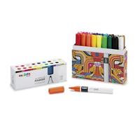 CARIOCA Plus - Rotuladores Acrílicos Multisuperficie, 18 Uds | Maletín Rígido con Dieciocho Colores Súper Pigmentados, Punta Activada de 2mm, Pintura Base Agua Para Piedra Madera y Tela