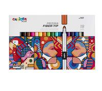 Carioca Plus Rotuladores Prisma Fiber Tip | Caja con 18 Rotuladores para Uso Artístico con Tinta de Alto Rendimiento | Punta Cónica para Trazos Gruesos y Finos | 18 piezas