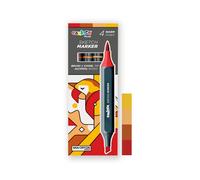 Carioca Plus - Rotuladores Profesionales, Sketch Markers, Tonos Rojos | Marcadores de Doble Punta, Punta de Pincel y Cincel, Tinta de Secado Rápido, Bocetos, Ilustración Profesional, Set de 4