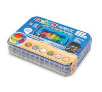 CARIOCA Rotulador Acrílicos | Caja Rígida de 24 rotuladores permanentes | Punta Pincel | Apto para todas las superficies y alta opacidad | Base de Agua | 24 colores