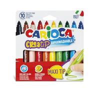 Carioca Rotuladores Creatip Maxi | Caja de Punta Cónica para un Doble trato de Escritura | Tinta Superlavable | 10 pcs