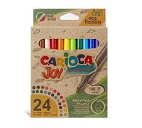 Carioca Rotuladores Joy Eco Family, rotuladores superlavables de plástico reciclado para niños, juego de rotuladores de punta fina en caja, colores surtidos, 24 unidades