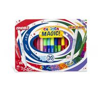CARIOCA Rotuladores Mágicos, Juego de Rotuladores Maxi-Tip para Niños, con Tinta Mágica Que Cambia de Color, Borrable, Colores Variados, 20 Piezas