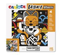 CARIOCA Set de 4 ilustraciones de terciopelo para colorear |Ayuda a desarrollar la destreza y la creatividad | En colaboración con Van Orton | 4 uds | Diseño Art