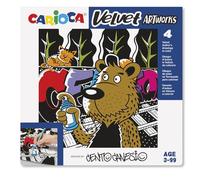 CARIOCA Set de 4 ilustraciones de terciopelo para colorear |Ayuda a desarrollar la destreza y la creatividad | En colaboración con Cento Canesio | 4 uds | Diseño Grafitti