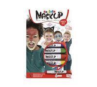 CARIOCA Mask Up Party, Kit de Pintura Facial para Niños y Niñas, Barras de Maquillaje Ideal para Navidad, Halloween, Carnaval y Fiestas - 3 Colores y 2 Tutoriales - Dermatológicamente Testado
