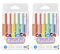 CARIOCA Subrayadores Pastel, 6 subrayadores Colores Pastel, A Base de Agua y lavable, Punta Biselada (Paquete de 2)
