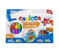 Carioca Témpera sólida Temperello | Caja con 24 témperas sólidas con Colores Brillantes Lavables con una Gran Cobertura | Se Aplica sobre Folios, cartulinas, Madera, cartón | 24 Piezas