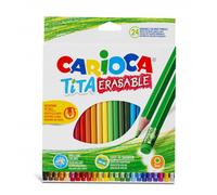 Carioca tita pack de 24 lapices borrables de resina - cuerpo hexagonal