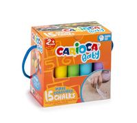 CARIOCA Tizas de Colores para Bebé Sin Polvo - Pack de 15 Tizas Jumbo Lavables, Certificadas para Niños +24 Meses, Ideales para Pizarras, Suelo y Manualidades, Colores Brillantes y Fáciles de Borrar