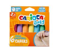 CARIOCA Tizas para Bebé de Color sin Polvo | Certificado a partir de los 24 meses | Colores brillantes, Lavables y Fáciles de Borrar | 6piezas