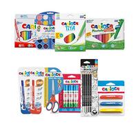 Carioca Vuelta al Cole | Set Completo con Lápices de Colores y de Grafito, Acuarelas con Pincel, Rotuladores, Bolígrafos Borrables, Ceras, Gomas, Tijeras y Pegamento de Barra | 100 Piezas