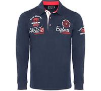 CARISMA Camiseta de manga larga informal para hombre de corte regular con bordado de alta calidad 3439, azul marino, XL