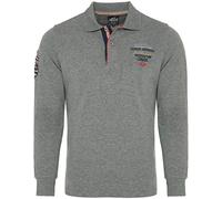 Carisma Polo de manga larga para hombre de algodón • Camiseta de manga larga para hombre con bordado • Agradable corte regular manga larga, gris, XL