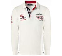 CARISMA Polo de manga larga para hombre de algodón • Camiseta de manga larga para hombre con bordado, ajuste regular para hombre con agradable oficina y tiempo libre, blanco, L