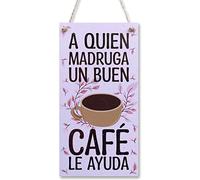 CARISPIBET A quien madruga décoracion para el hogar adorno colgante decorativo para la cocina placa decorativa 30 x 15 cm