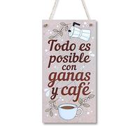CARISPIBET A quien madruga décoracion para el hogar adorno colgante decorativo para la cocina placa decorativa 30 x 15 cm (Todo es possible)