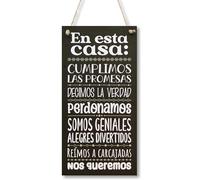 CARISPIBET A quien madruga décoracion para el hogar adorno colgante decorativo para la cocina placa decorativa 30 x 15 cm (En esta casa)