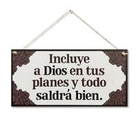 CARISPIBET A veces te olvidas placa decorativa inspiradora y rústica decoración amorosa para el hogar 15 x 30 cm (Incluye a Dios)