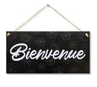 CARISPIBET Bienvenido! signos de decoración del hogar adornos decorativos colgantes carteles de bienvenida placas de suspensión de puerta arte de pared 15 x 30