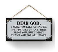 CARISPIBET Cartel decorativo para el hogar «Dear God» fe, religión, creencia, gratitud, adorno colgante, salón, regalo 15.2 x 30.4 cm