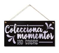 CARISPIBET Colecciona momentos no cosas adorno colgante inspirador cartel decorativo regalo para el hogar 15 x 30 cm