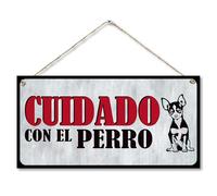 CARISPIBET ¡Cuidado con el perro! Señales de precaución señales de advertencia para la puerta de la casa puertas exteriores letrero de la casa carteles prácticos 15 x 30 cm