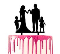 CARISPIBET Decoración decorativa para tartas, una pareja de toda la familia con un hijo y una hija, silueta acrílica
