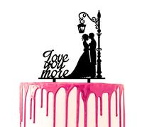 CARISPIBET Decoración para tarta de boda "Te quiero más" Novio y novia besándose bajo la lámpara decoración silueta herramienta para fiesta decoración para tarta nupcial