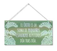 CARISPIBET El éxito es placas decorativas inspiradoras decoración del hogar adorno colgante frases motivadoras 15 x 30 cm