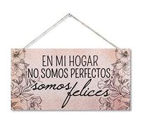 CARISPIBET En mi hogar no somos perfectos adorno colgante para el hogar señale decorativo de entrada decoración del hogal 15 x 30 cm