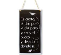 CARISPIBET Es cierto el tiempo vuela carteles decorativos de pared placas de decoración para el hogar y cocina 30 x 15 cm