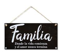 CARISPIBET Familia donde la vida comienza y el amor nunca termina decoración del hogar cartel de pared decorativo 15 x 30 cm
