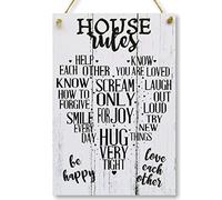 CARISPIBET House Rules | Letrero decorativo para decoración del hogar, cocina, sala de estar, arte de pared, 12 x 8 pulgadas