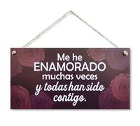 CARISPIBET Me he enamorado muchas veces placa de decoración del hogar regalo para novia adorno colgante decorativo 15 x 30 cm