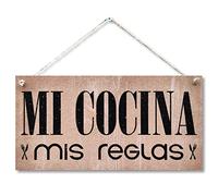 CARISPIBET Mi Cocina mis reglas carteles decorativos placas de decoración adornos colgantes 15 x 30 cm
